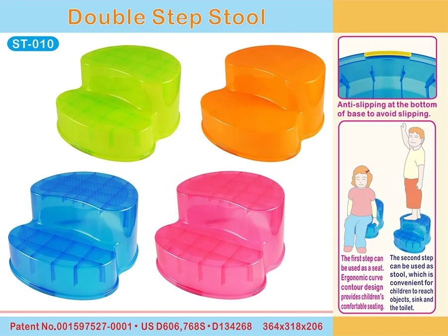 Kids Children Plastic High Quality Safety Anti-slip Double Step Stool
