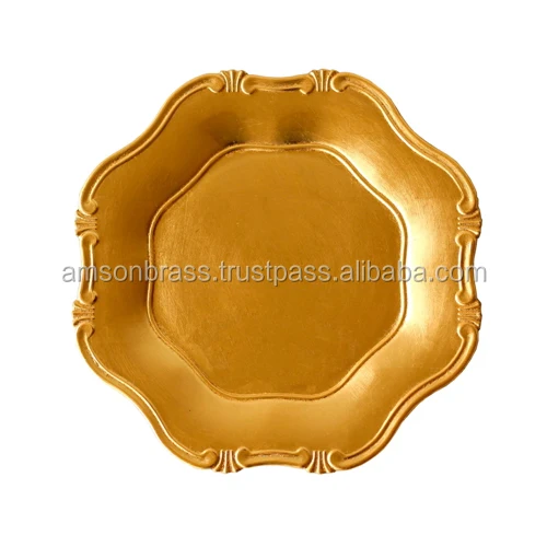 Premium Quality Charger Plate Luxury Design New Design Decorative Metal Charger Plate Embossed Charger Plate
