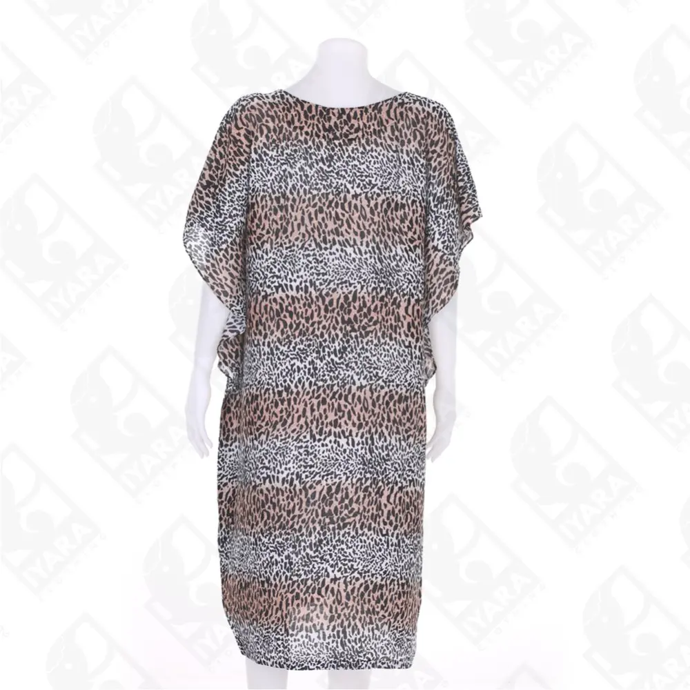 Tiger Print Rayon Night Gown Crumpled Kaftan Beach Dress