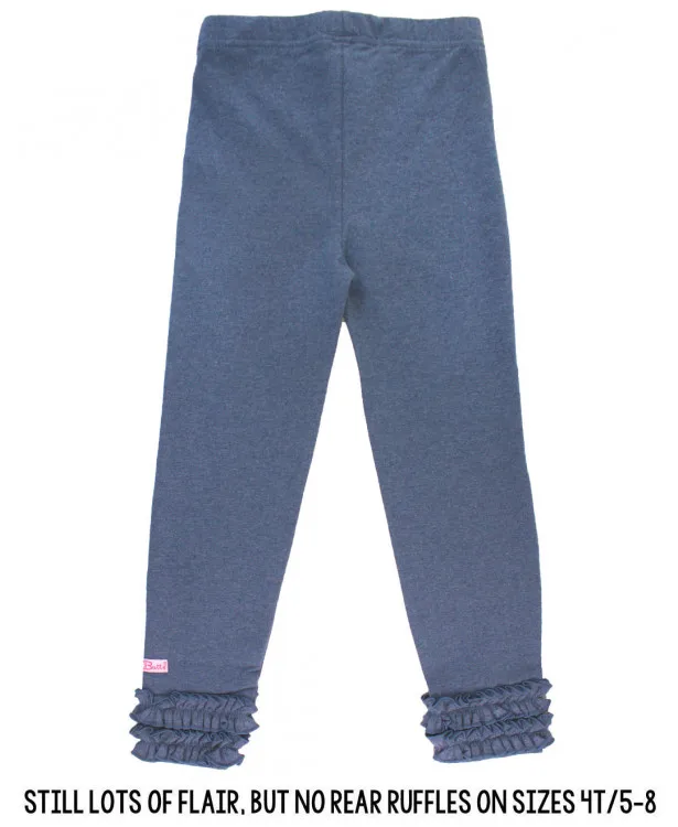 
Wholesale Free Simple Design Plain Navy Ruffle Bottom Bow Baby Girl Long Icing Pants Legging 