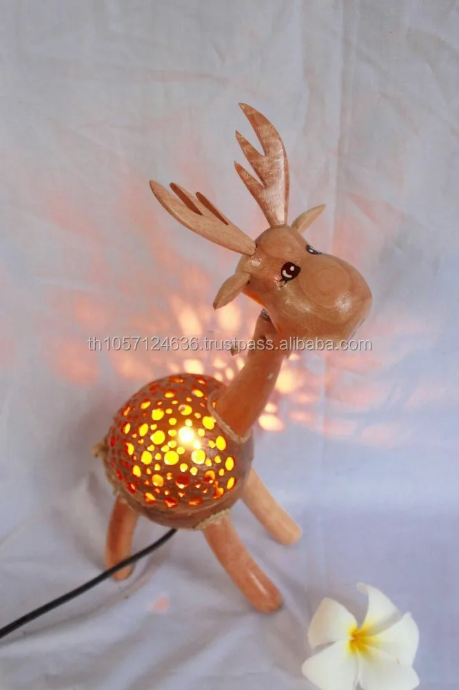 Coconut shell  Lamp Animals designs eco-friendly  handcraft Thailand