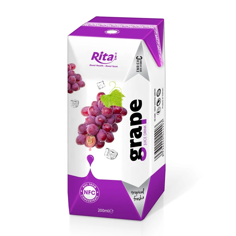 RITA Food and Beverage 340ml Glass Bottle Grape Fruit Juice Drink