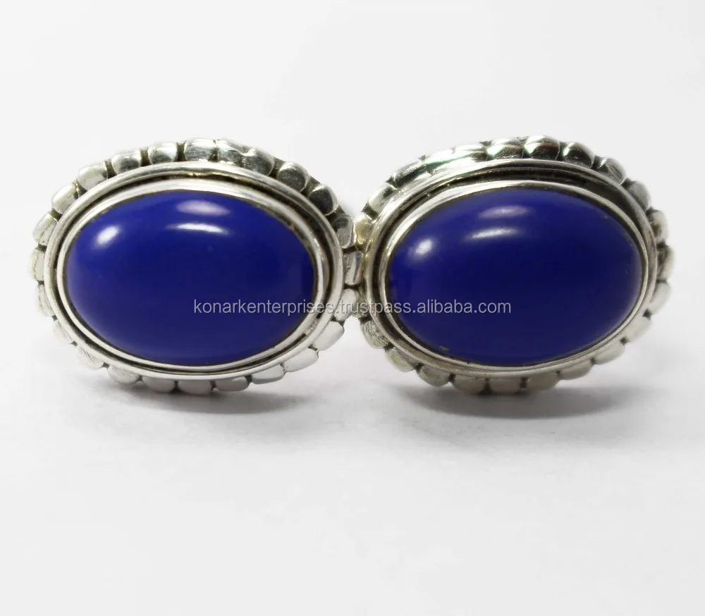 Мужские Запонки ручной работы из серебра 925 пробы с лазуритом