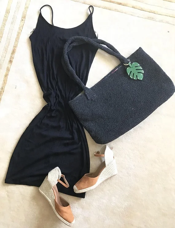 Black Raffia clutch bag for Lady