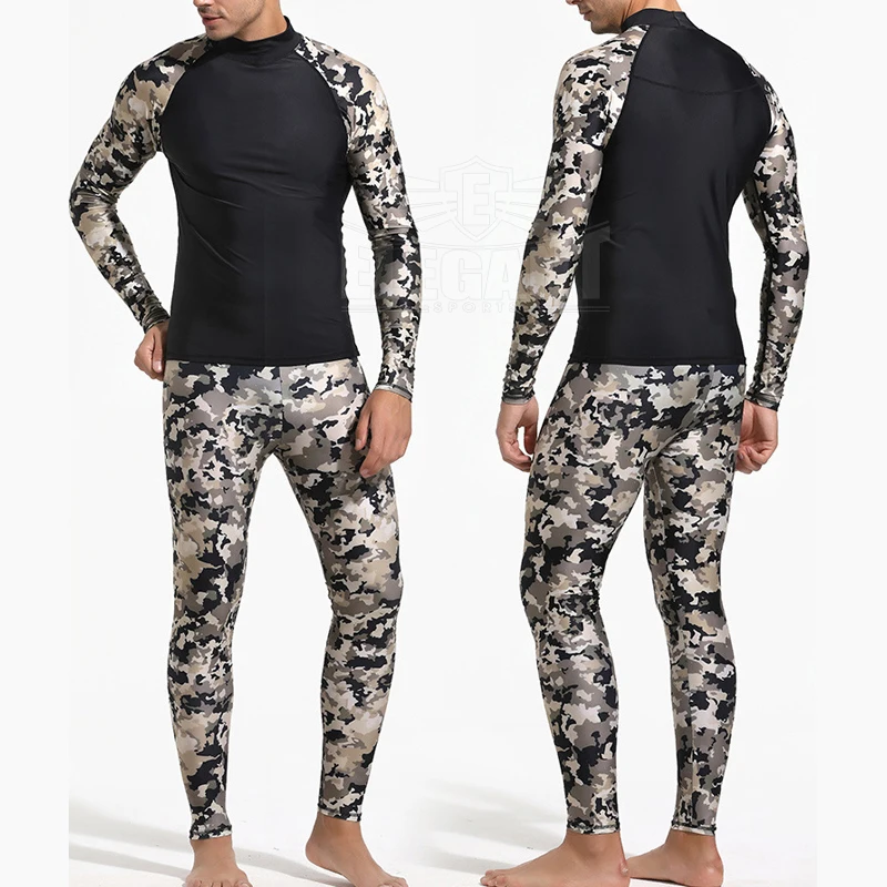 Camo Rash Guard Men Long Sleeve Rashguard Swim Shirt Surf Lycra Rash Guard Swimwear For Men Diving Wetsuit Top