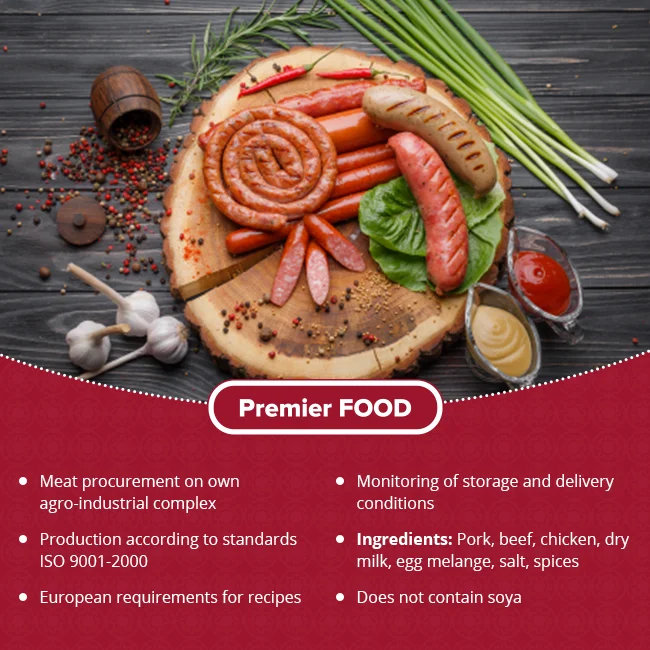 
Meat food vacuum pack of smoked frozen hot dog Bavarian sausages 