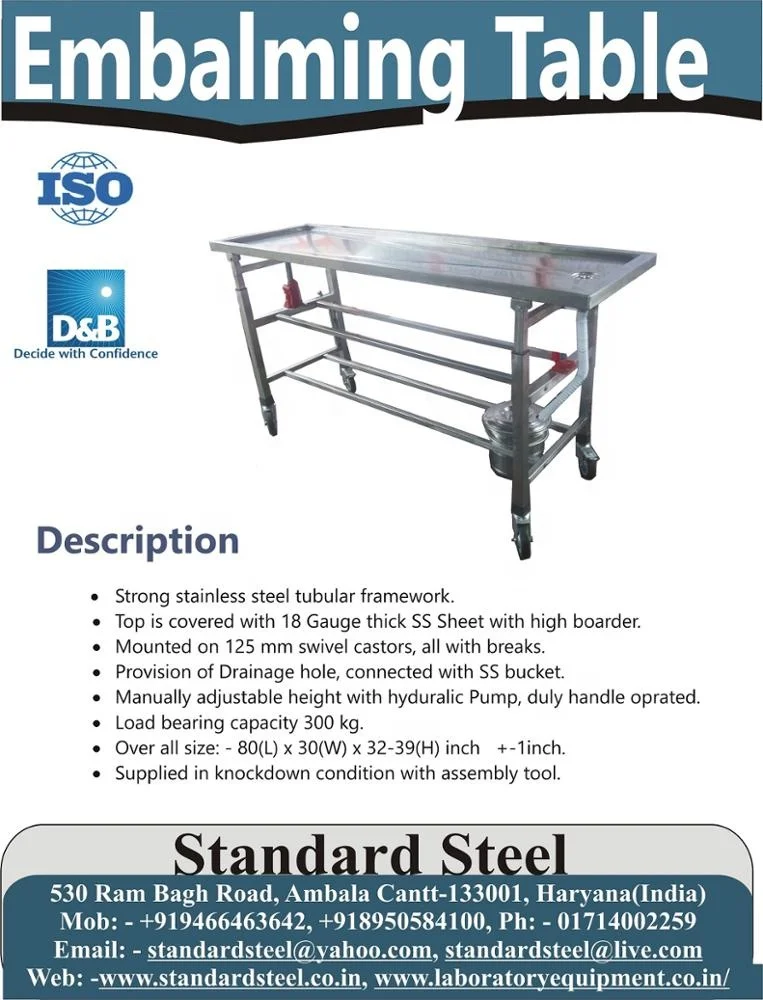 Stainless Steel Embalming Table hospital embalming sink cadaver formalin inject table body preservation Table