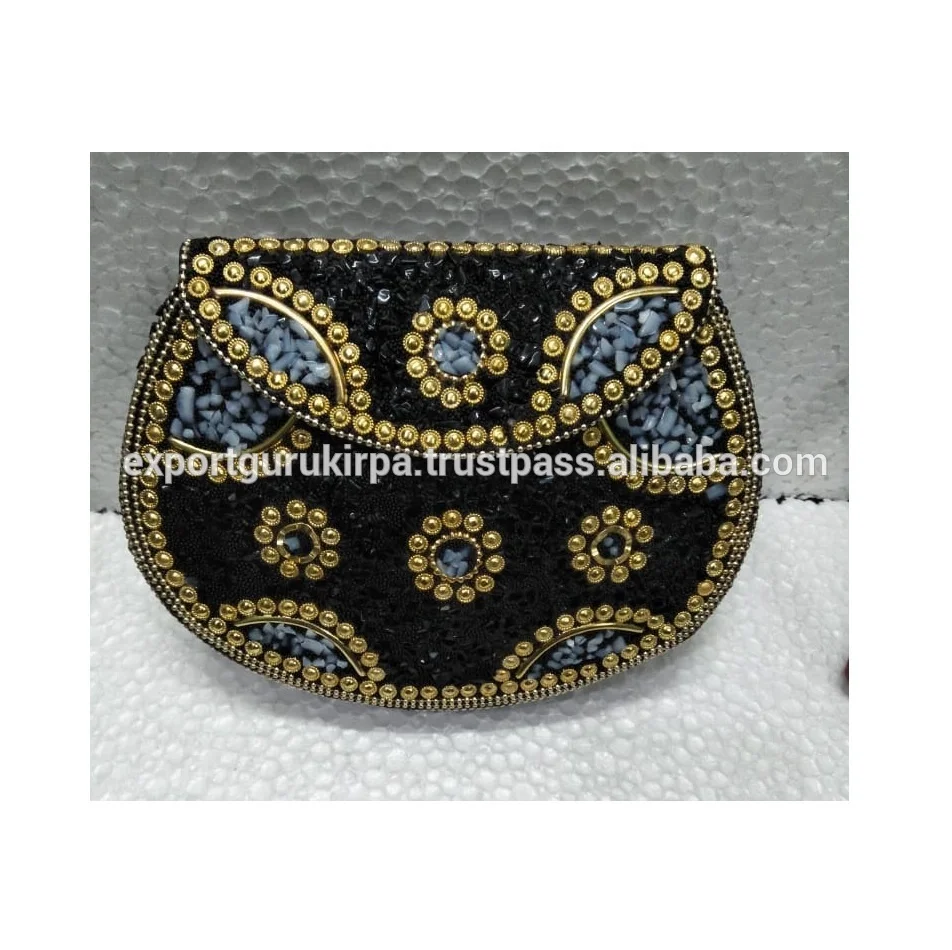 Beaded Resin Evening Bag Wedding Ladies Clutch Bags Custom Metal Frame Envelope Clutch Bag for Women Guru Kirpa Export House