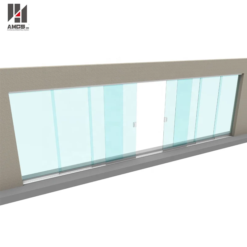 
10mm tempered glass exterior decorating aluminum frameless sliding glass door 