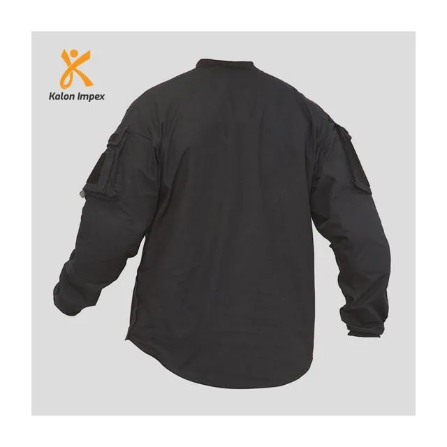 
OEM Custom Sublimated Paintball Jersey Jet Black Paintball Jersey With Side Pockets 