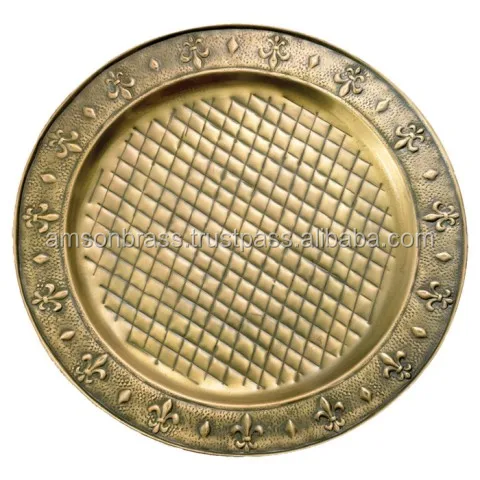Premium Quality Charger Plate Luxury Design New Design Decorative Metal Charger Plate Embossed Charger Plate