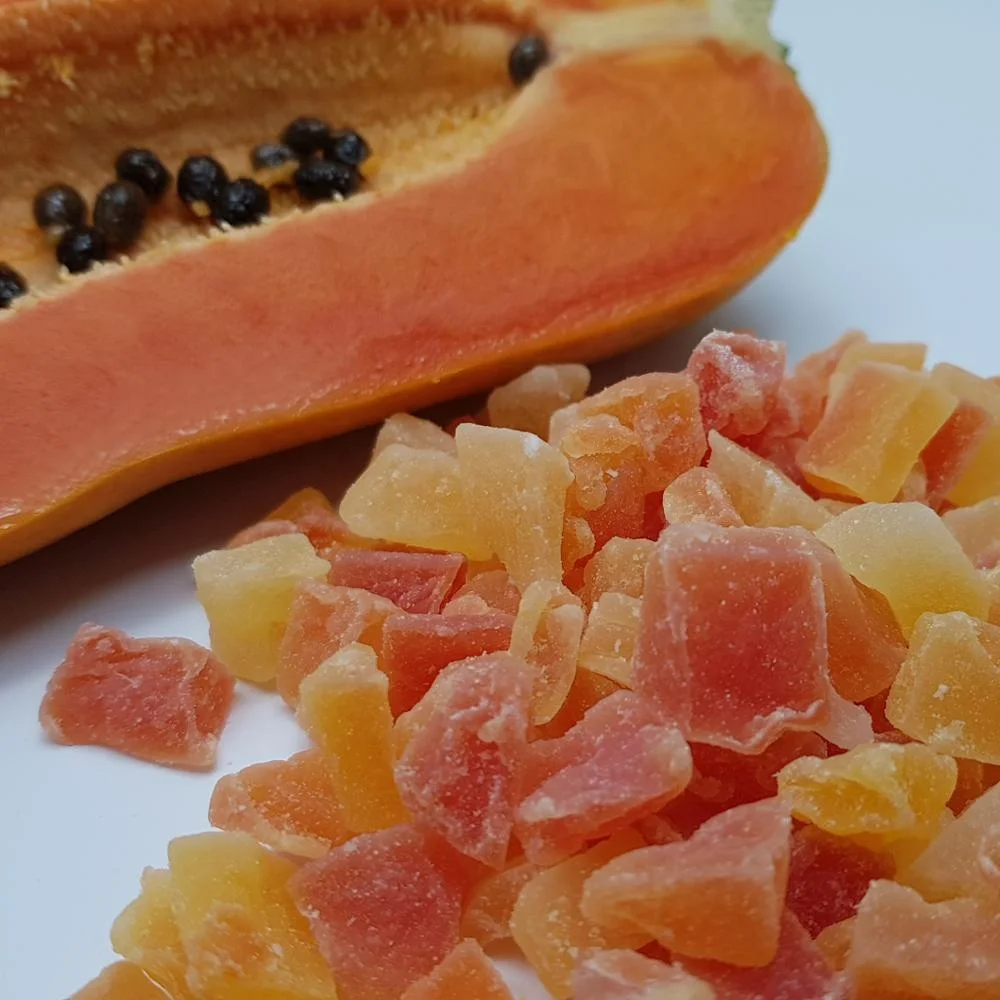 
Dried dehydrated Papaya 6-12mm pieces for muesli production from Thailand 