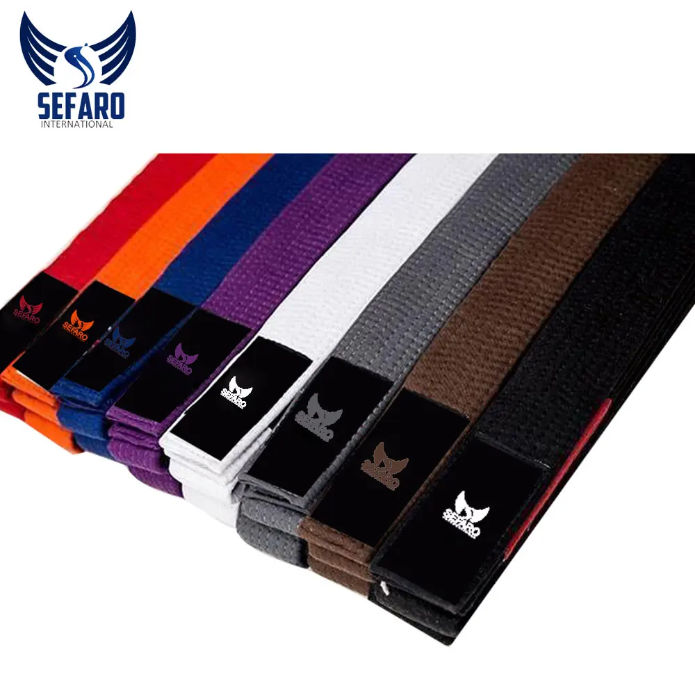 Custom Made Wholesale Breathable Martial Arts Belt For Karate / Professional Martial Arts Solid Color Karate Belts