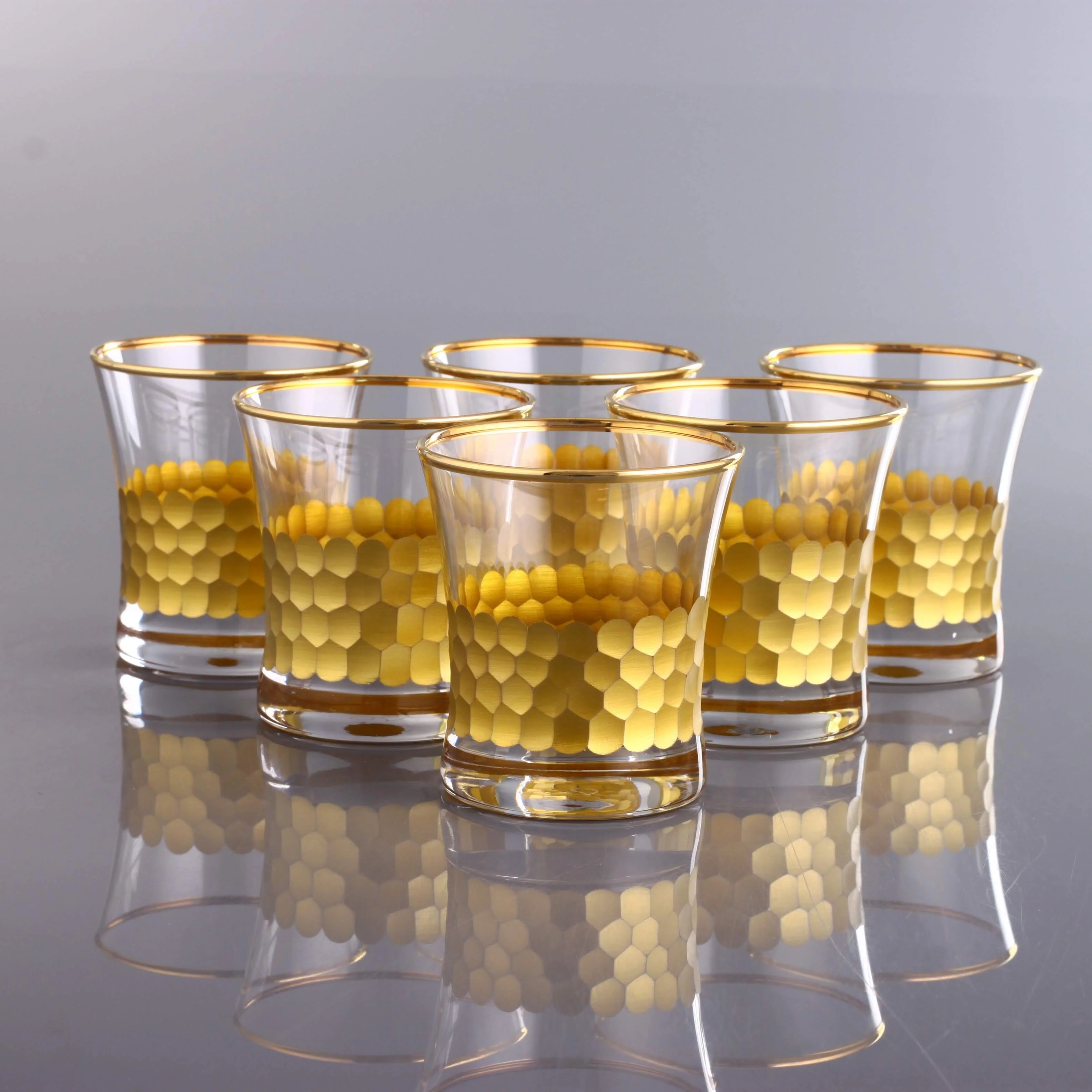 
420014 Water Glass ( Set of 6 ) Decor: Petek - Color: Gold 