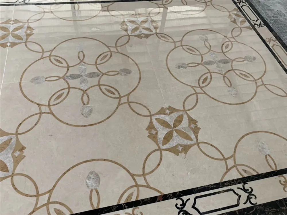 Water jet foyer mosaic rectangle floor waterjet marble medallion sale