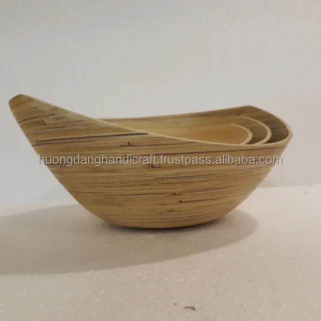 
Trully natural bamboo bowl, Natural color bamboo bowl with oval glosbe 
