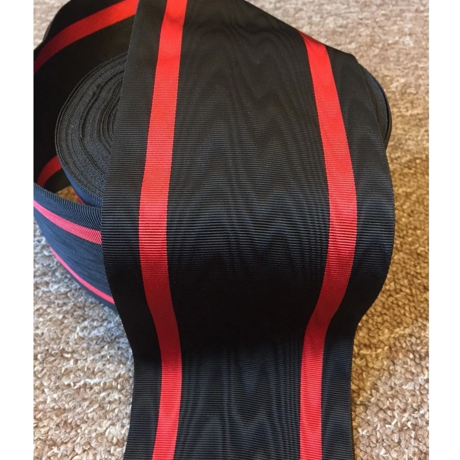 OEM Wholesale Grosgrain Moire Ribbon Customized Classic Stripes Medal Ribbons  Awards and Decorations Supply