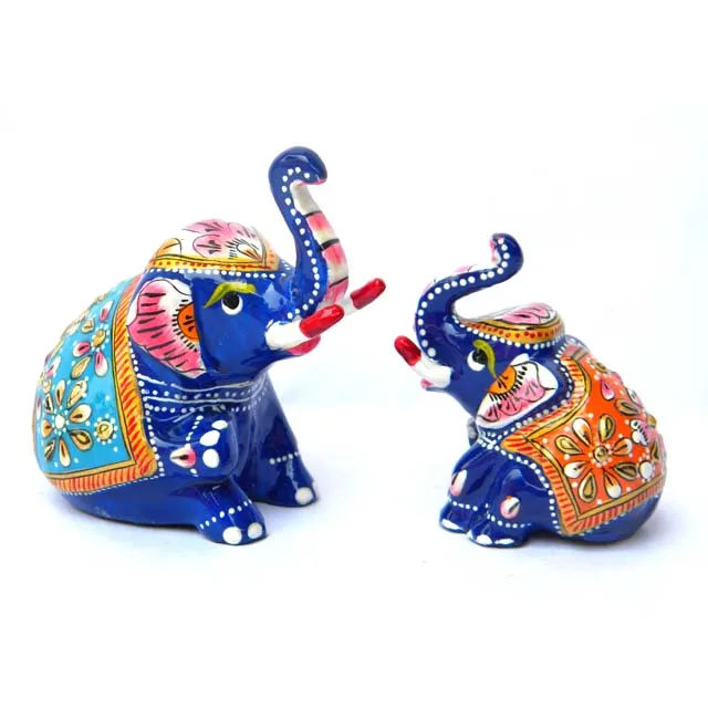Индийский ручной работы белый металлический алюминиевый декоративный Слон расписанный статуя и статуэтка