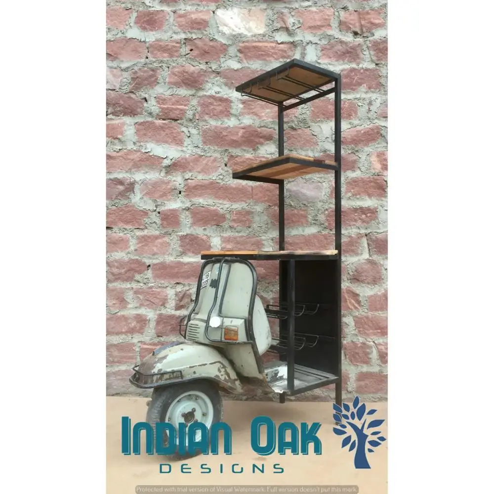 Industrial Furniture Vintage Antique Scooter wine rack Scooter Book Shelve Bookcase Vehicle furniture automobile furniture