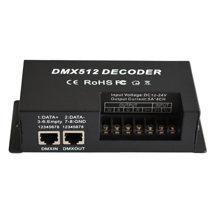 Hot Selling 4 Channel 5A LED RGBW DMX512 Constant Decoder with Pull Code for Stage Lamps or Modules