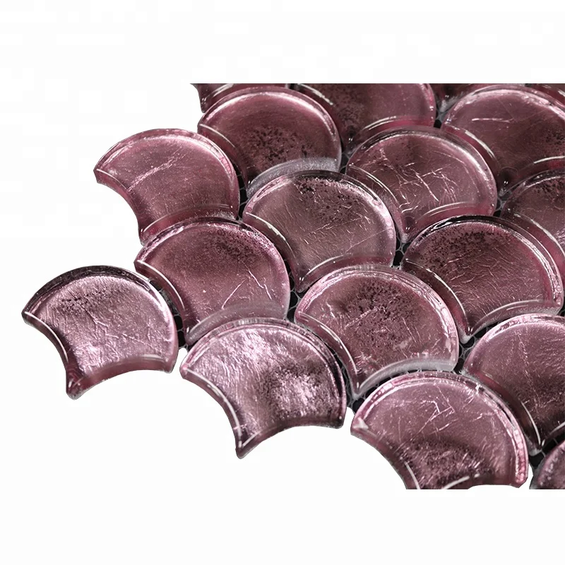 Classic Metallic Rose tiles design Gold Glossy  Glass Mosaic fish scale mosaic tile luxury tile