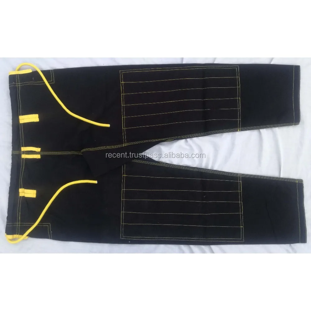 BJJ Brazilian Jiu-Jitsu Gi Pearl Weave Black Trouser Yellow Thread heavy fabric trouser