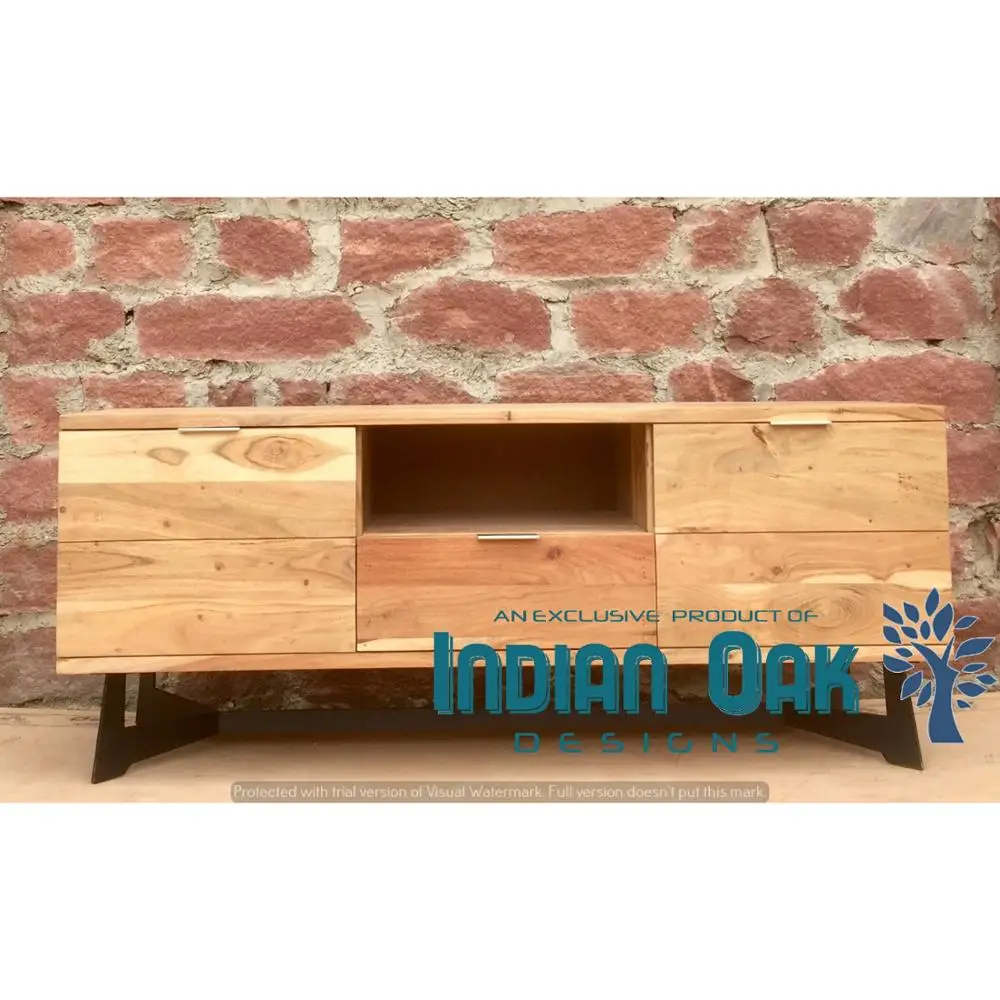 Industrial Furniture Acacia Solid Wood TV Cabinet TVC TV Stand TV Table wooden and iron furniture