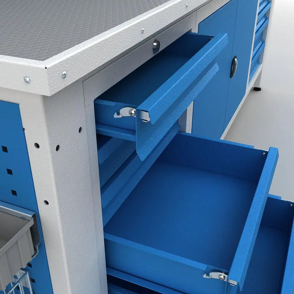 High Durable Steel Industrial Factory Table with 10 drawers