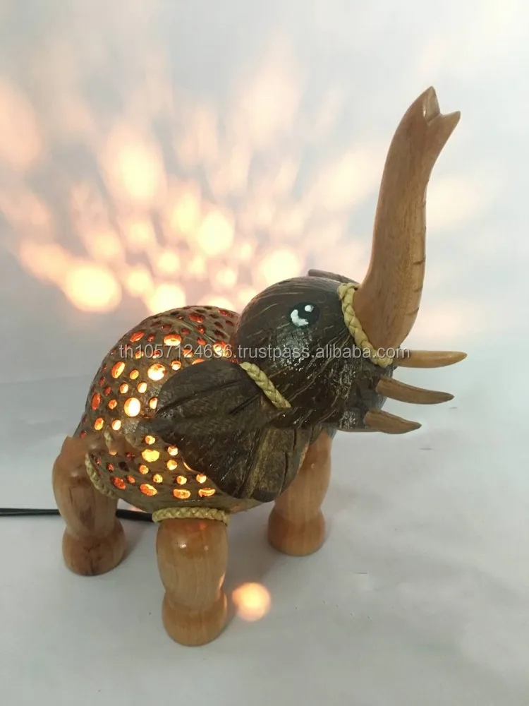 Coconut shell  Lamp Animals designs eco-friendly  handcraft Thailand