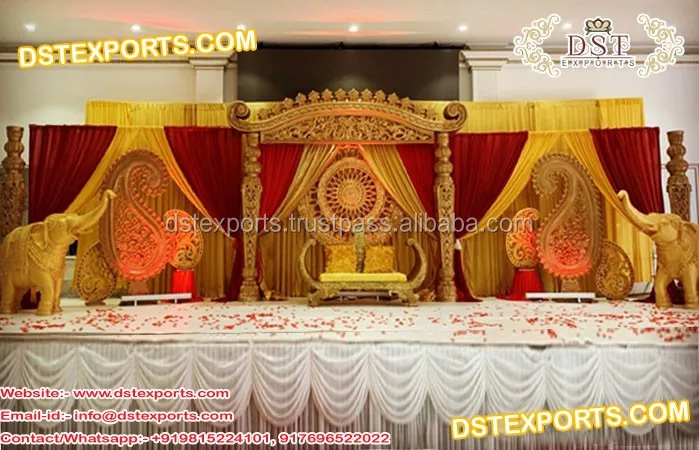Ancient Bollywood Style Wedding Stage Muslim Theme Wedding Jhronka Stage Nayab Walima Jhronka Fiber Stage Setup