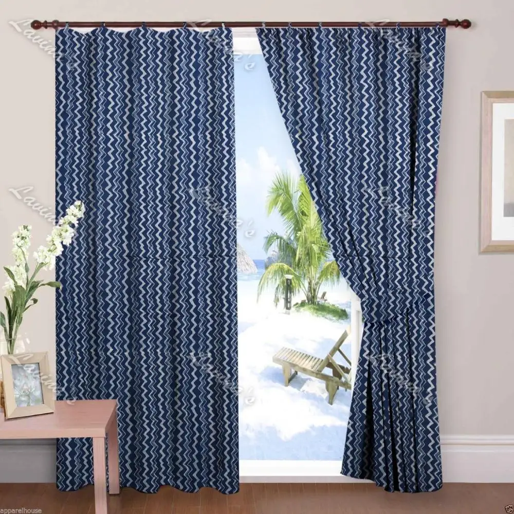 Decorative Hand Block Print Door Curtains Hand Block Printed Cotton Curtains Bed Room Decorative Curtains