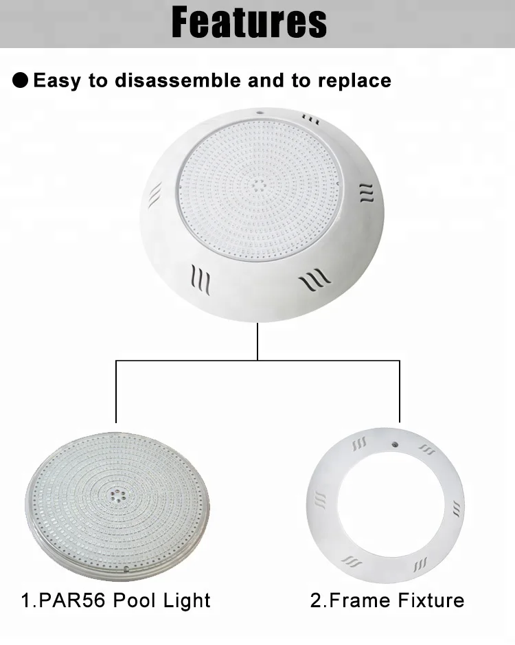 Светодиодный светильник для бассейна Par56, наполненная смолой лампа для соленой воды, 12 В, настенное крепление