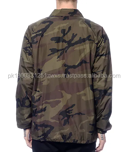 Custom camo coaches jacket lightweight windbreaker jacket,Camo Printed Custom Nylon Coach jackets