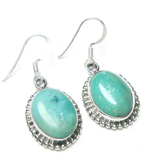 925 sterling silver drop earrings for women authentic blue Tibetan turquoise wholesale jewelry