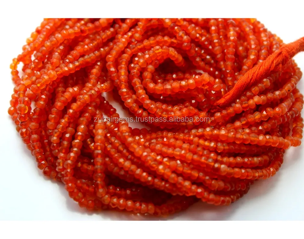 Natural Orange Carnelian faceted Beads