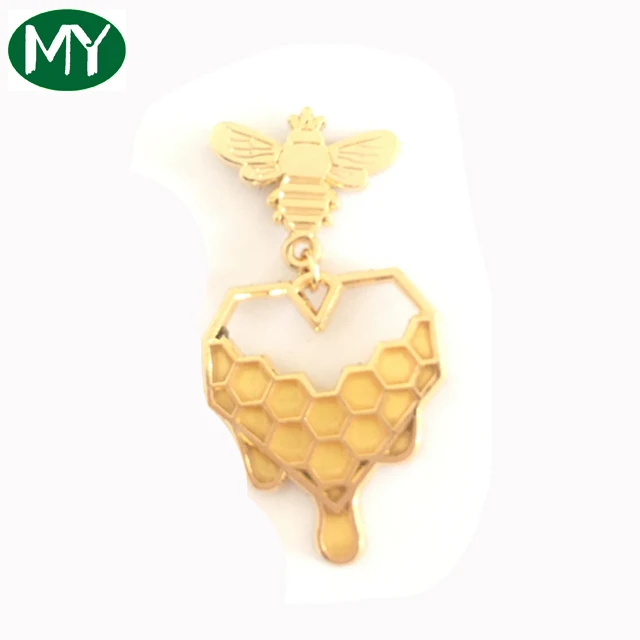 Custom made glitter badge gold hard enamel pins with chain