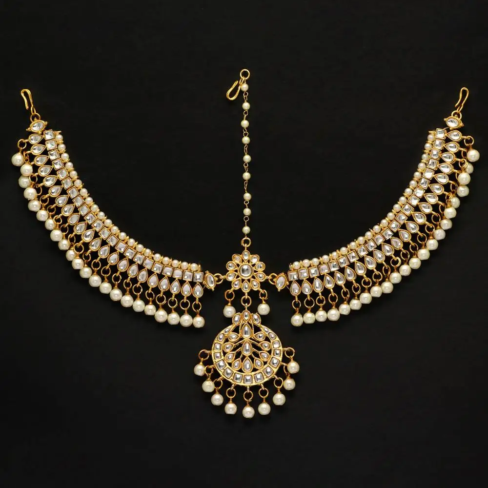 Green Color Kundan Work Matha Patti