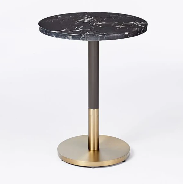 Black Marble Round Bistro Table Contract Grade dining table metal leg restaurant table dining room furniture