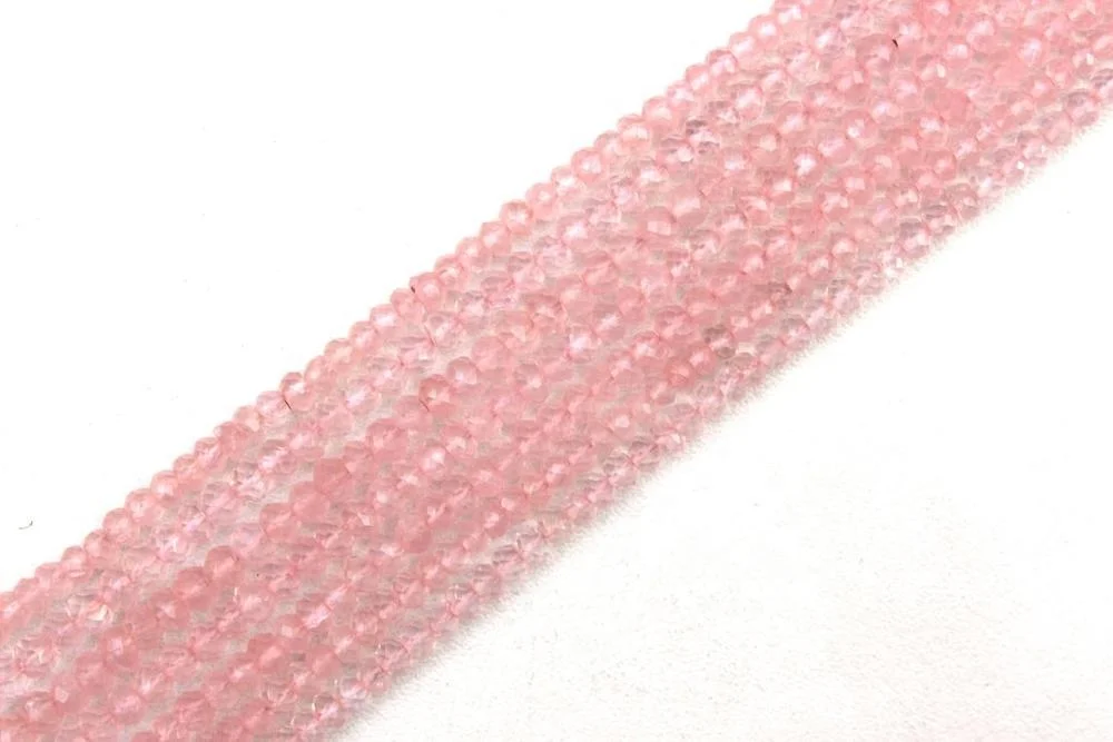 Good Quality 1 Starnd Natural Rose Quartz Gemstone Micro Faceted Rondelle Beads DIY Bracelet Necklace Jewelry Making