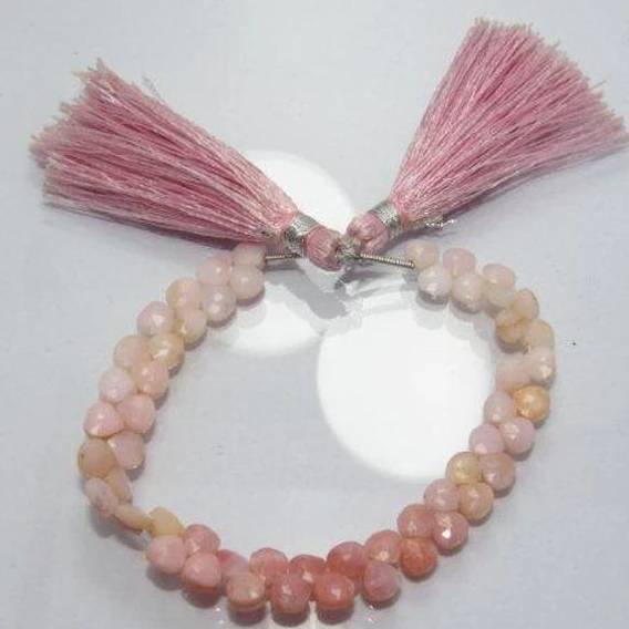 natural Pink Peruvian  Opal Pear Shape loose gemstone beads