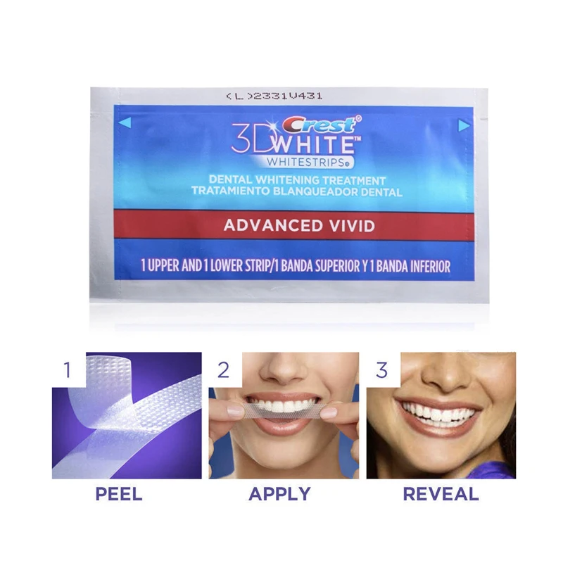 
Crest 3d white teeth Whitestrips advanced vivid 1 box 20 Pouches Original Oral Hygiene Teeth Whitening strips crest 