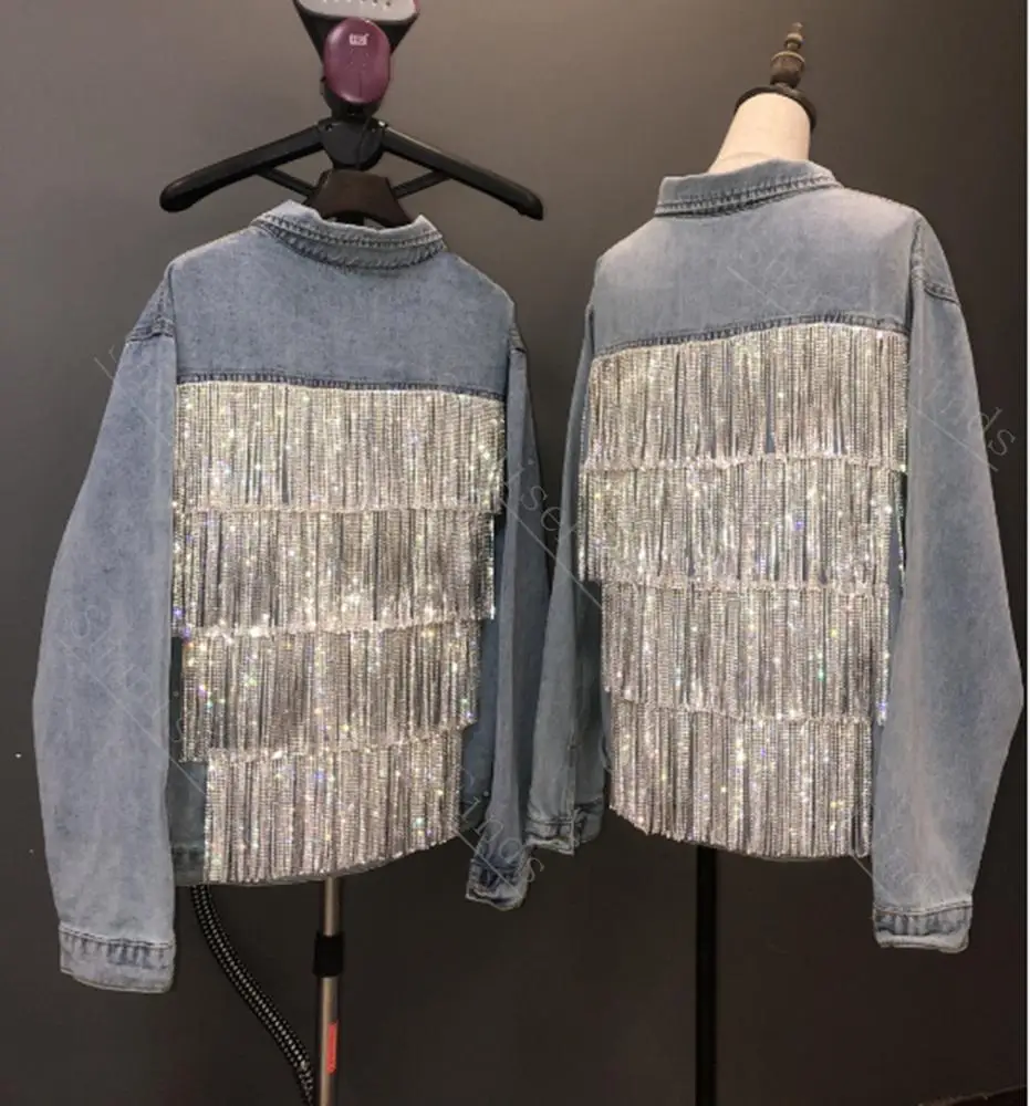 Rhinestone trim/ Rhinestone Chain/ rhinestone fringe shine silver