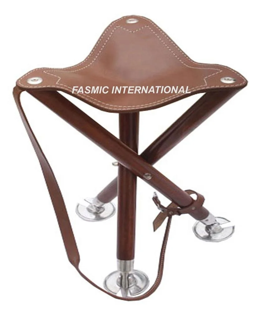 Портативный открытый охотничий табурет дешевая Прочная кожа и холст с деревянной отделкой