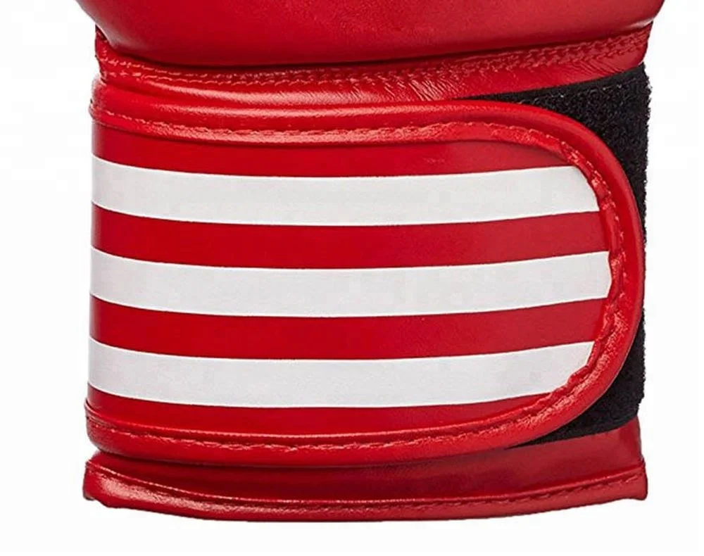 New Custom Made Leather Red with White Stripes Boxing Muay Thai Kick Boxing Bokshandschoenen MMA Training Boks Handskoene ME-130
