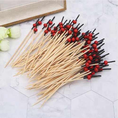 
Beads bamboo cocktail picks food dessert fruit sticks disposable toothpicks 