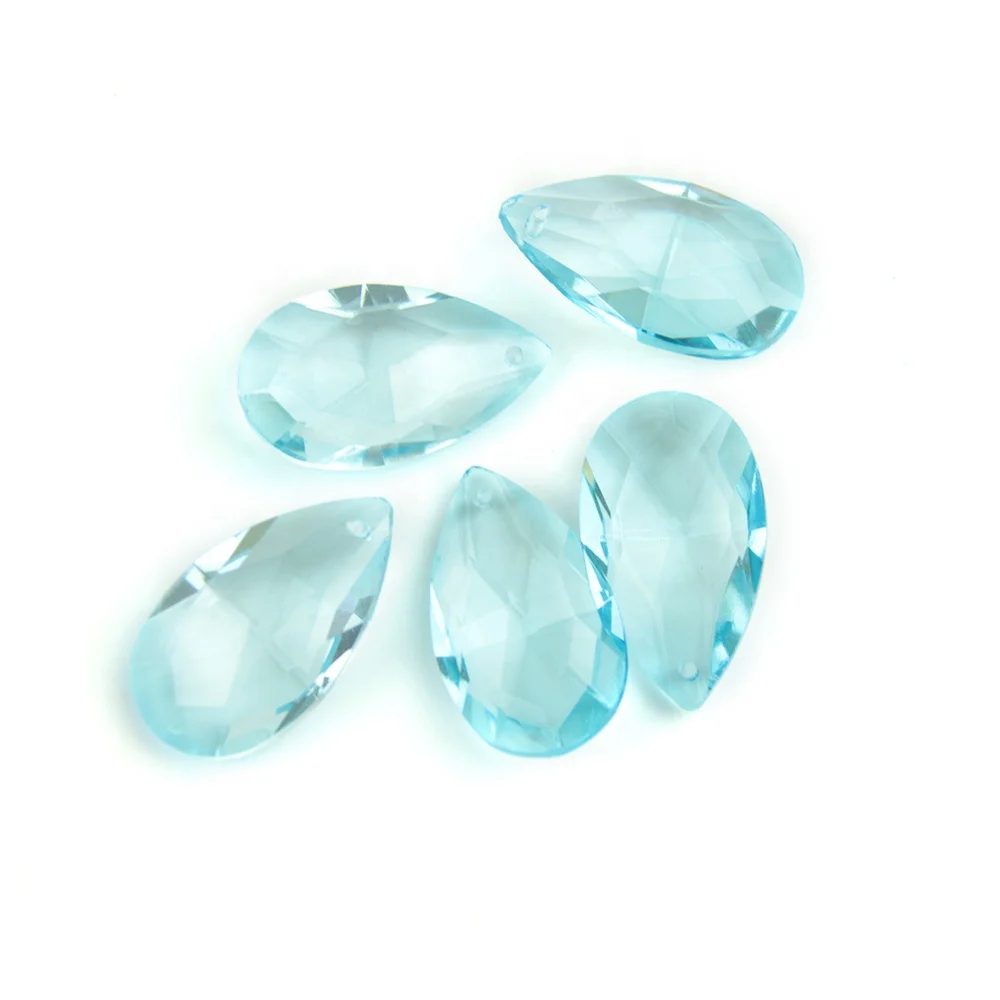 Honor of crystal Honor of crystal 38mm Aquamarine Almond Of Trimming Prism Accessories Crystal Lamp Teardrop Parts For Chandelier Decor