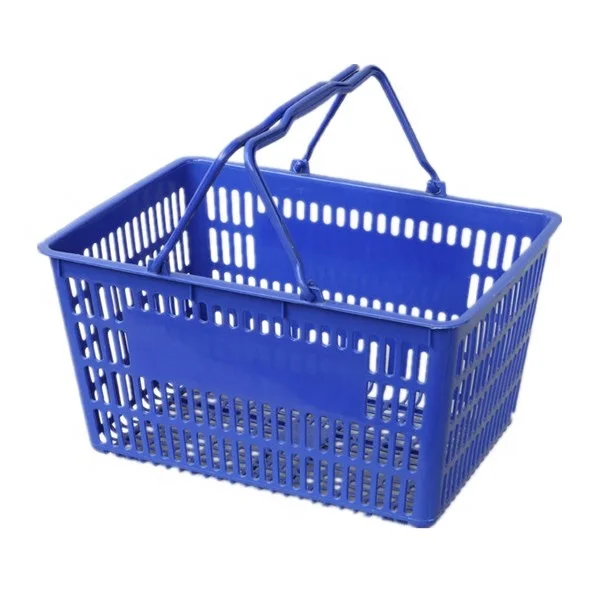 Shop good quality handle  plastic supermarket shopping basket for store