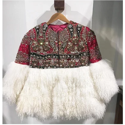 New Design Vintage Gypsy Traditional Hand Embroidery Women Waistcoat Fur jacket
