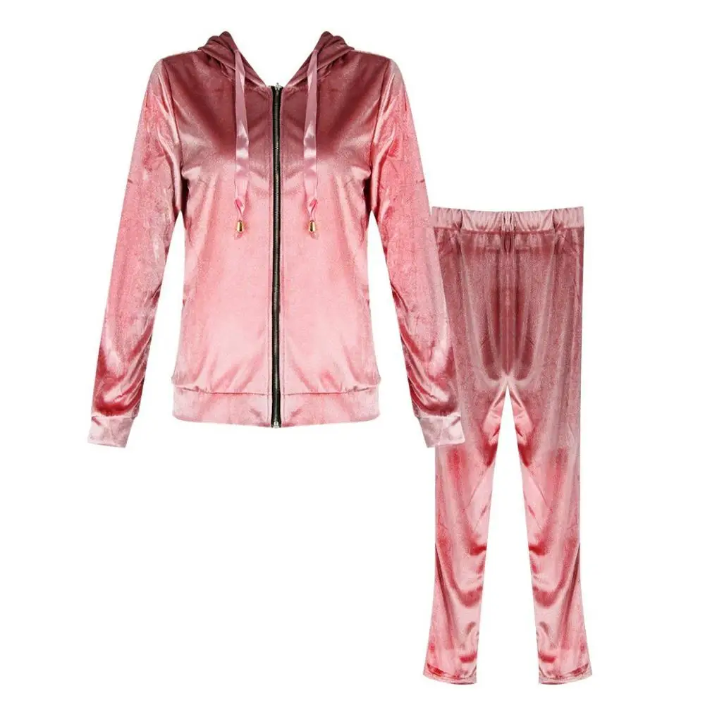 2022 new service fashion custom plain velour tracksuit women velvet tracksuits for women high quality tracksuit