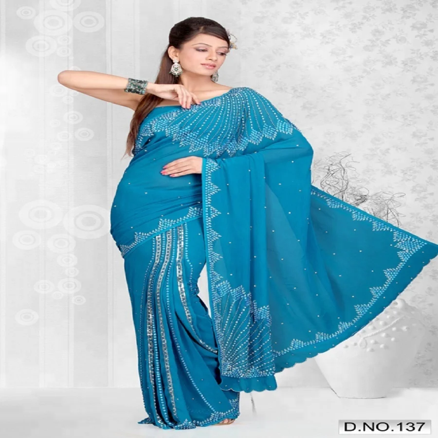 Gerua Georgette Designer Printed saree